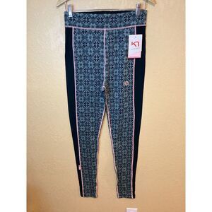 Kari Traa Green and Pink Patterned wool base layer pants